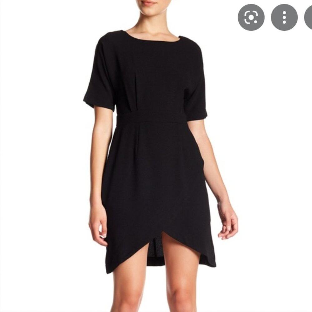 Bobeau Petite Black Faux Wrap Dress SP